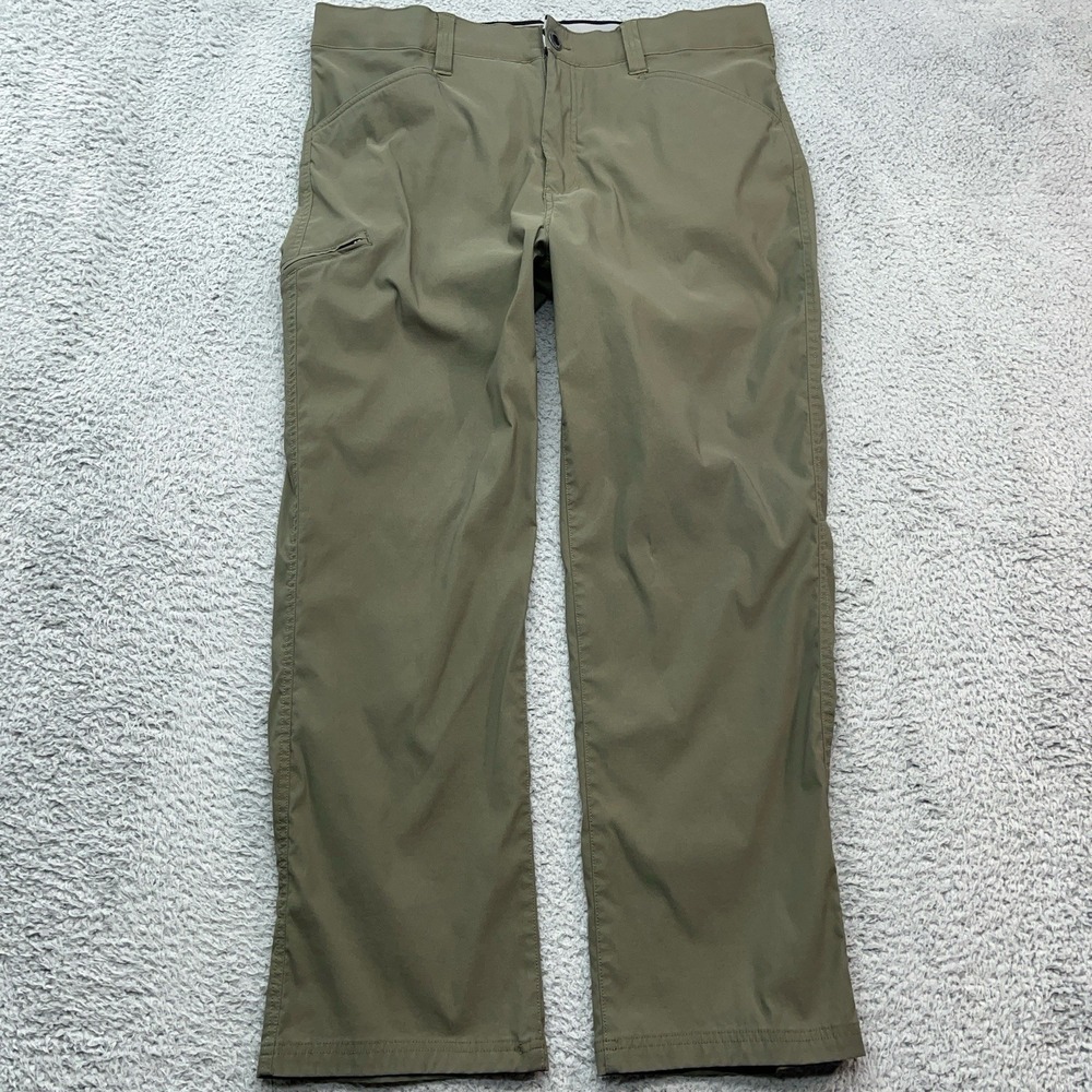 Orvis Nylon Hiking Pants Mens 37x28 Green Tech Water Repellent Stretch Zip Pockt